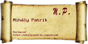 Mihály Patrik névjegykártya